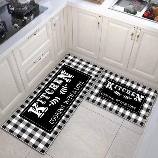 Tappeto da cucina, paio, tappeto da cucina, 2 pezzi, tappeto da cucina, lavabile, antiscivolo, tappeto da cucina, impermeabile, tappeto per porte per interni, anti-fatiga, tappeto da cucina (D, 40x60 + 40x120 cm)