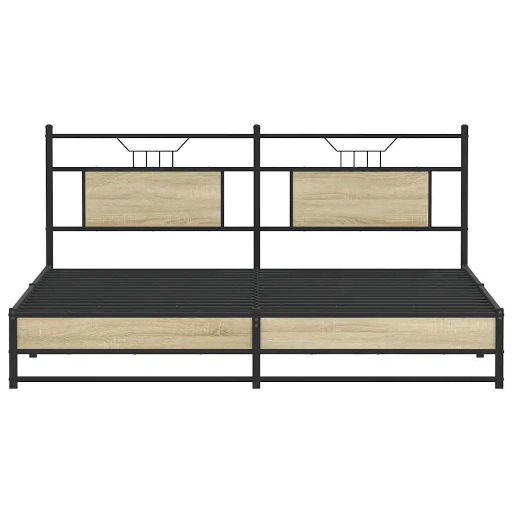 vidaXL Giroletto senza Materaso in Metallo Rovere Sonoma 183x213 cm