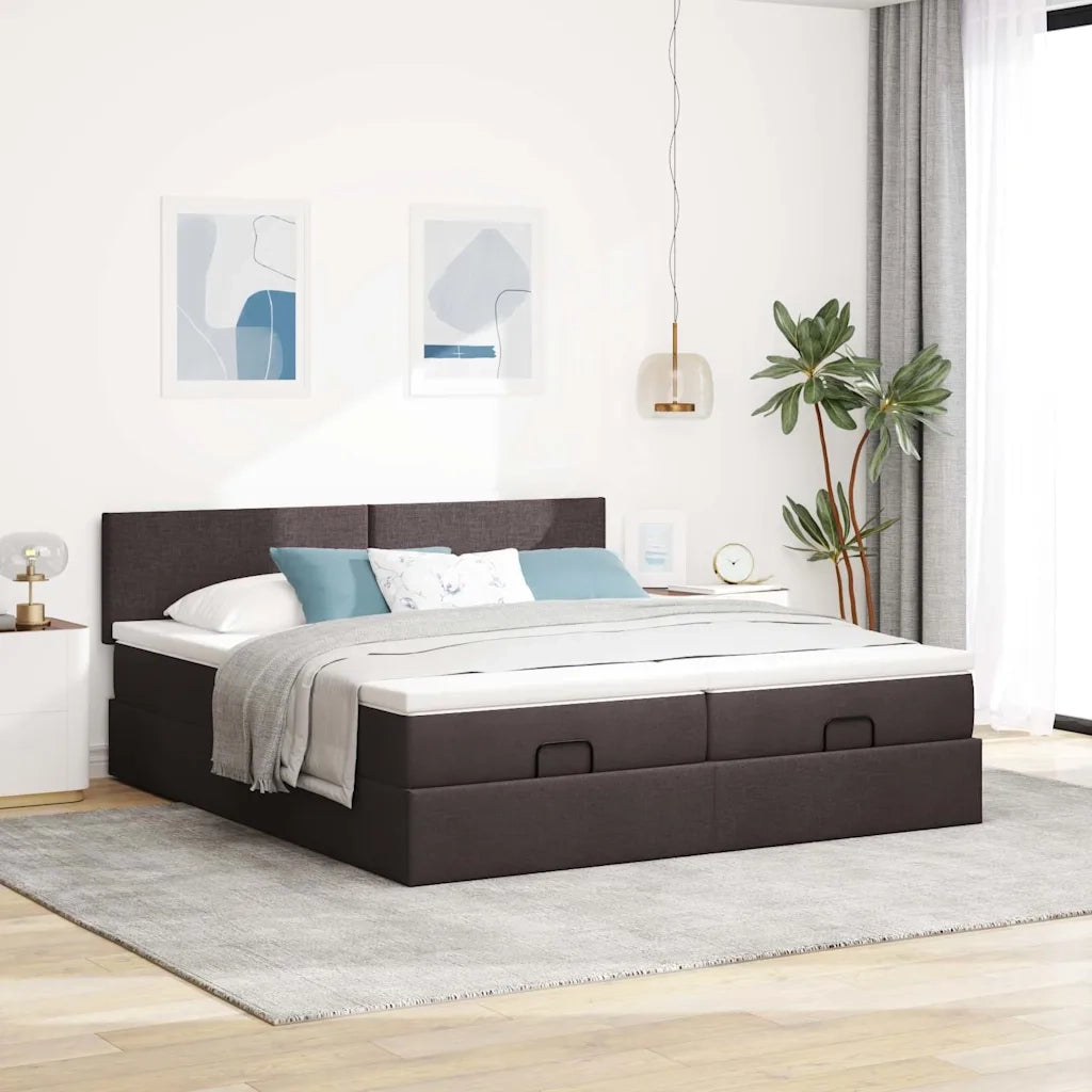 Struttura Letto Pouf con Materassi 200x200 cm in Tessuto 3312832