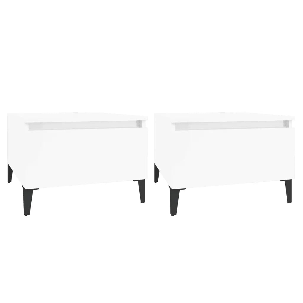 Tavolini 2 pz | Tavolo laterale Bianco Lucido 50x46x35 cm in Legno Multistrato
