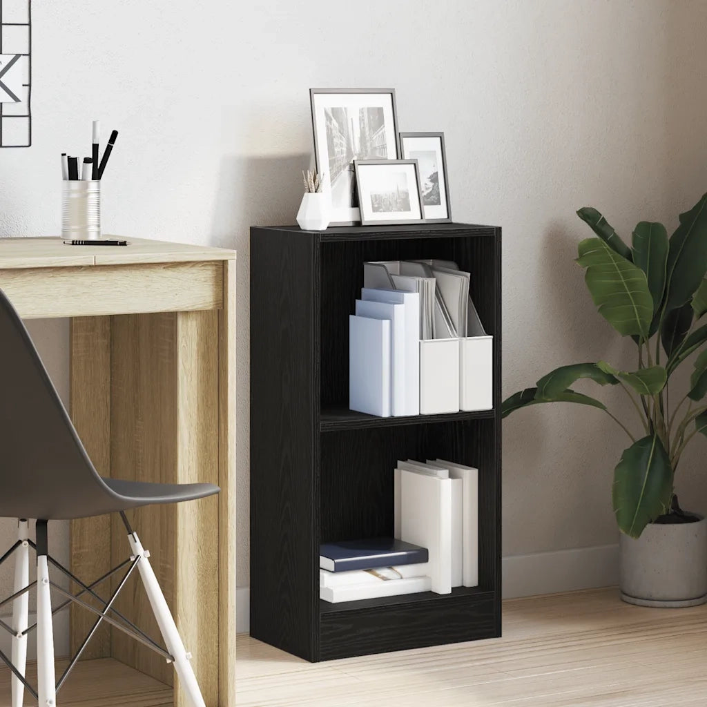 Libreria-Scaffale per Libri-Mobile di Stoccaggio Rovere Nero 40x24x76 cm in Legno Multistrato
