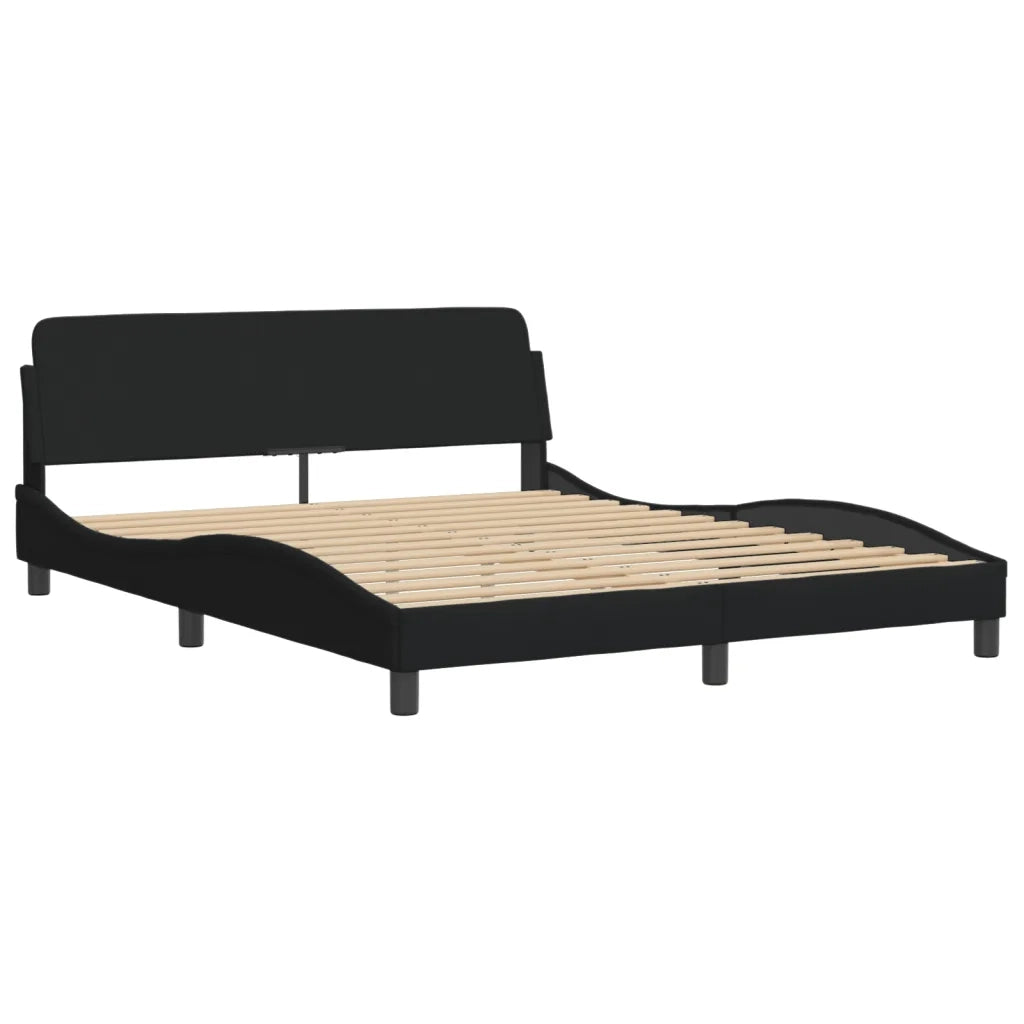 Letto con Materasso Hvar Nero 160x200 cm in Tessuto 3208543