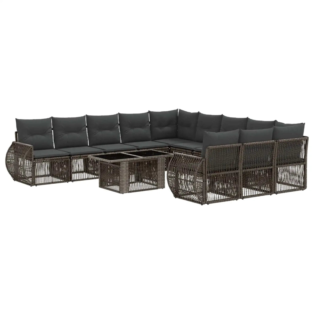 Set Divano da Giardino 12 pz Grigio e Grigio Scuro polyrattan 3437009