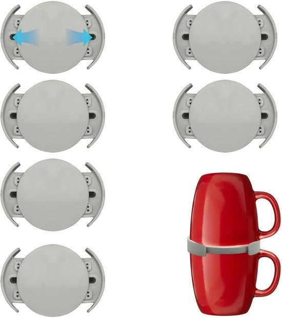 Organizzatore di bicchieri adattabile - Set da 6 - Organizzatore di bicchieri stivabile - Soluzione per la cucina - Maniglia telescopica - Kunststoff di alta qualità