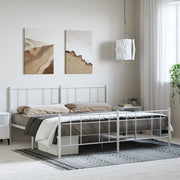 Giroletto con Testiera e Pediera-Struttura Letto Metallo Bianco 193x203 cm 780542