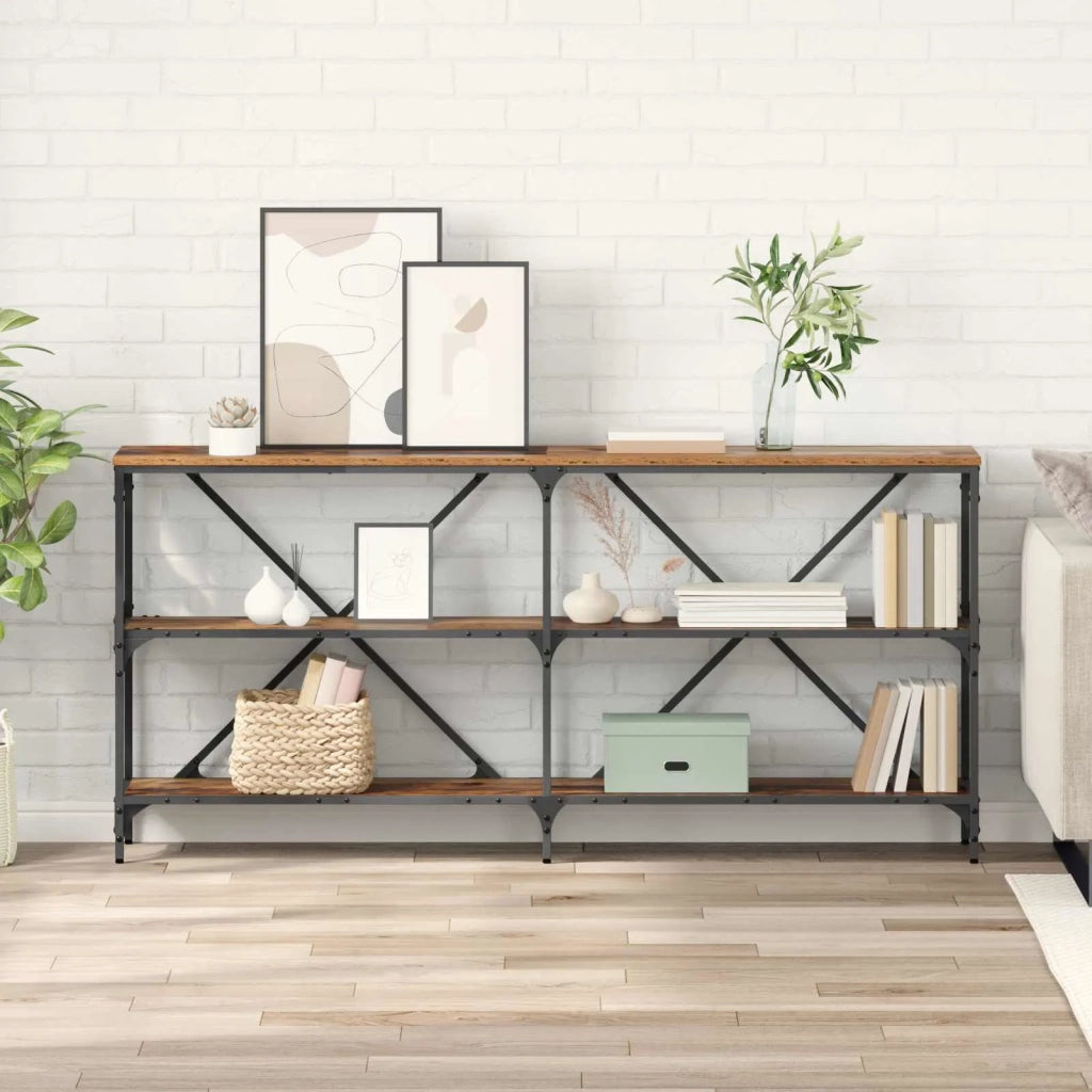 Tavolo Consolle | Tavolo d'Ingresso con lo scaffale Legno vecchio 160 x 30 x 75 cm