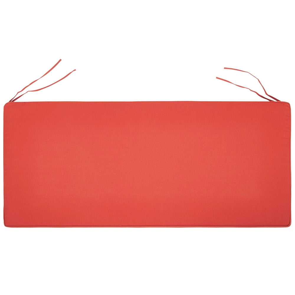 Panca da giardino leggera in legno di acacia 160 cm rosso cuscino da seduta imbottitura a doghe design patio esterno stile rustico