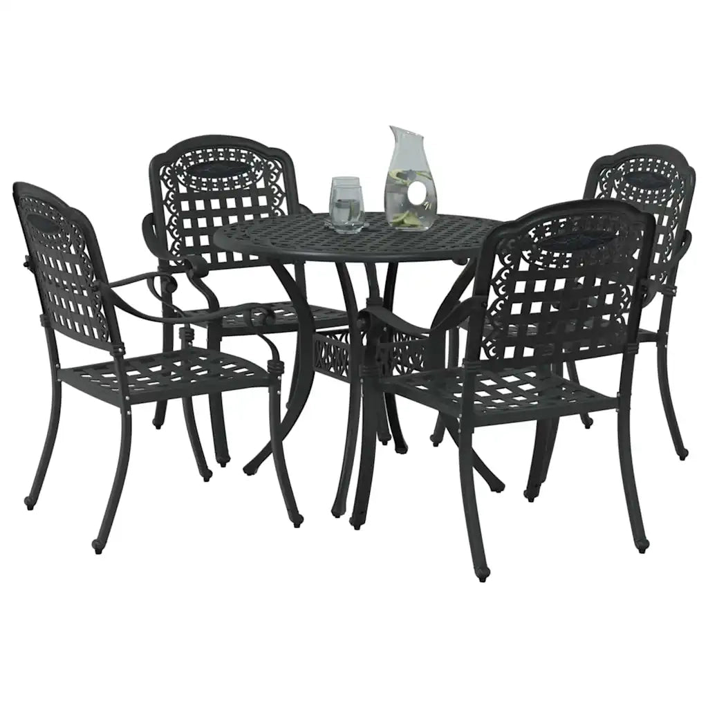 Set da Pranzo per Giardino 5 pcs Nero Alluminio 3334685