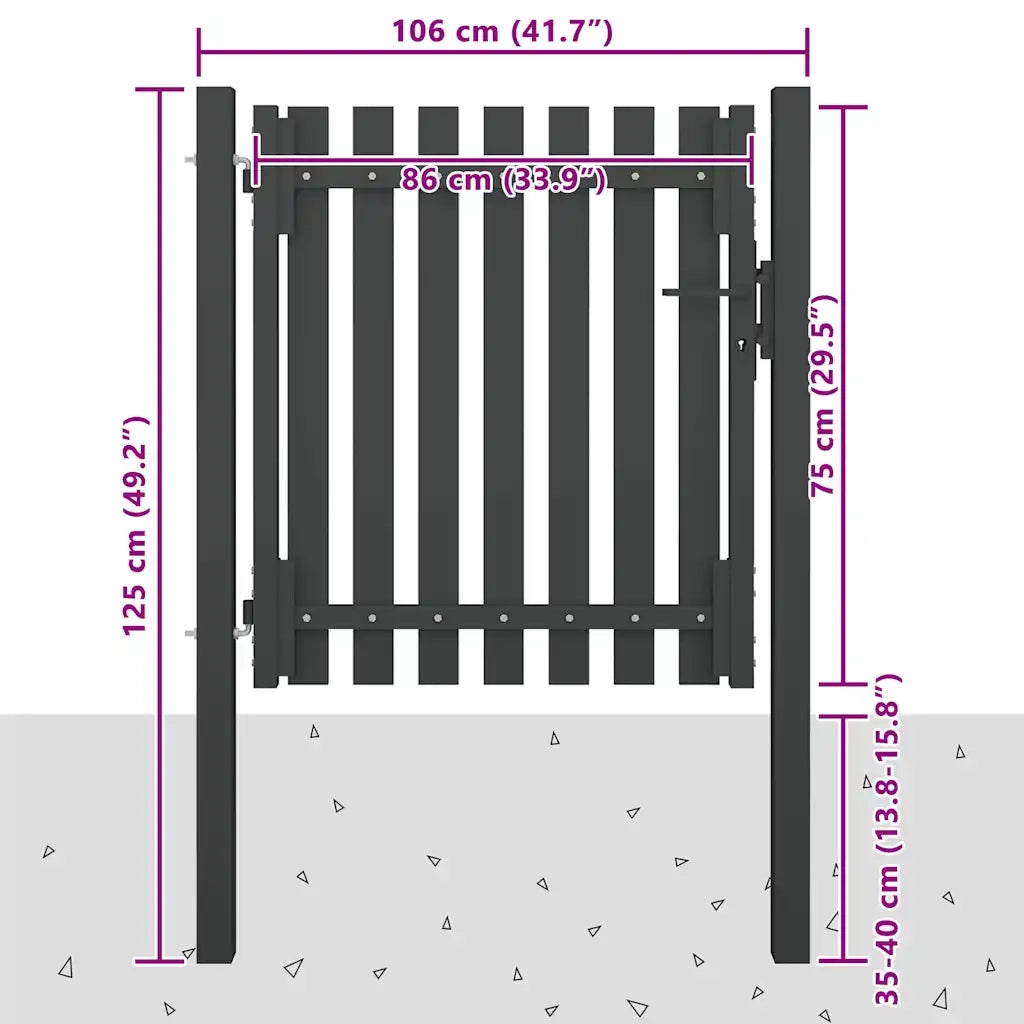 Cancello per Recinzione in Acciaio 1x1,25 m Antracite