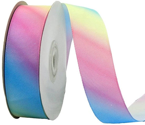 Seta decorativa - Colori arcobaleno - Seta satinata per progetti di fai da te - 22 m x 25 mm - Adatto per compleanni e matrimoni - P