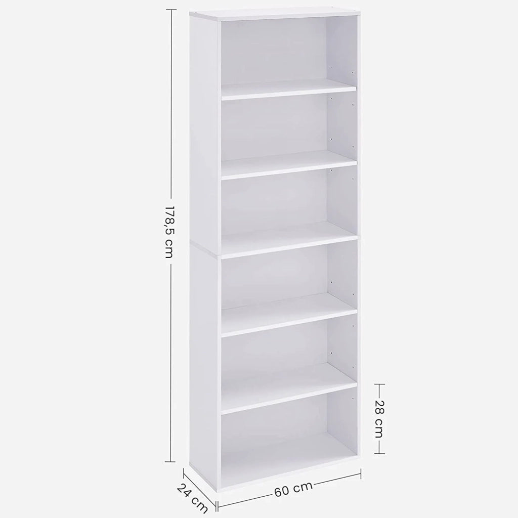 Libreria/mobile contenitore a 6 ripiani per soggiorno ufficio camera da letto stile scandinavo 40 x 24 x 1785 cm bianco 12_0004250