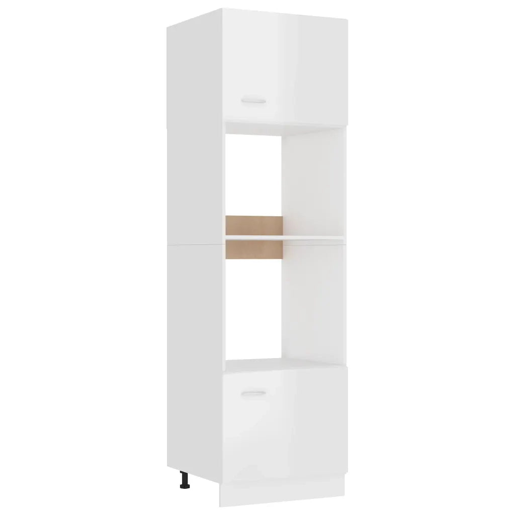 Mobile Microonde Bianco Lucido 60x57x207 cm Legno Multistratocod mxl 73074