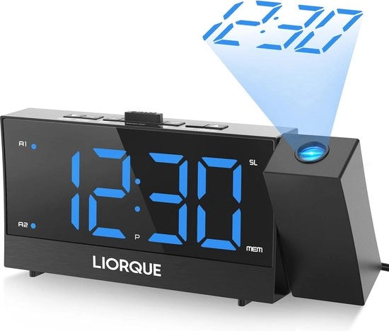 Wekker con Proiezione a 180°, Orologio Digitale con Funzione di Sospensione e Due Funzioni di Allarme