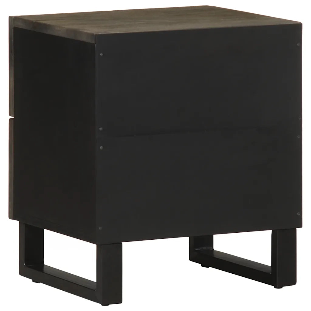 Comodini 2pz-Set di 2 Tavolino da notte Neri 40x33x46 cm in Legno Massello di Mango 258393