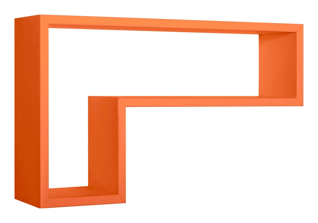 Mensola da Parete a Forma di L 61x37x15,5 cm in Fibra di Legno Lettera Arancio