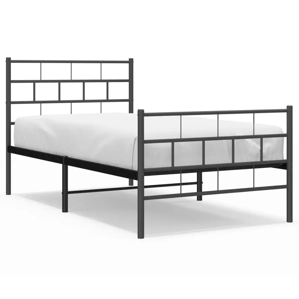 Giroletto con Testiera e Pediera Metallo Nero 90x190 cm 355669