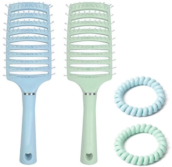 Set di spazzola per capelli - Spazzola a setole per capelli crespi - Spazzola a forma di pinza per capelli - Riduce la rottura dei capelli - Adatto per capelli lunghi/detti/curli - Massaggio delicato.