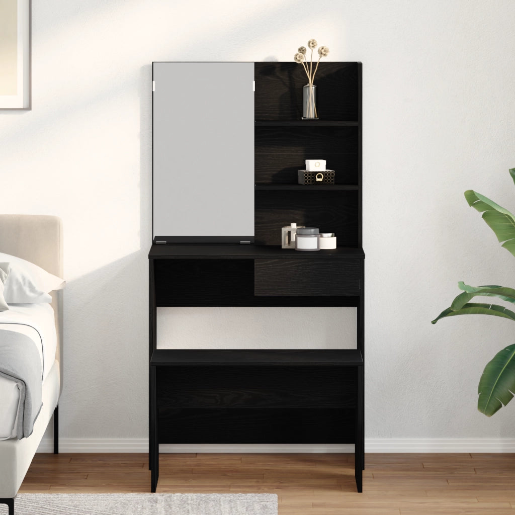Set di Tavoli da Trucco  in Legno Ingegnerizzato Rovere Nero