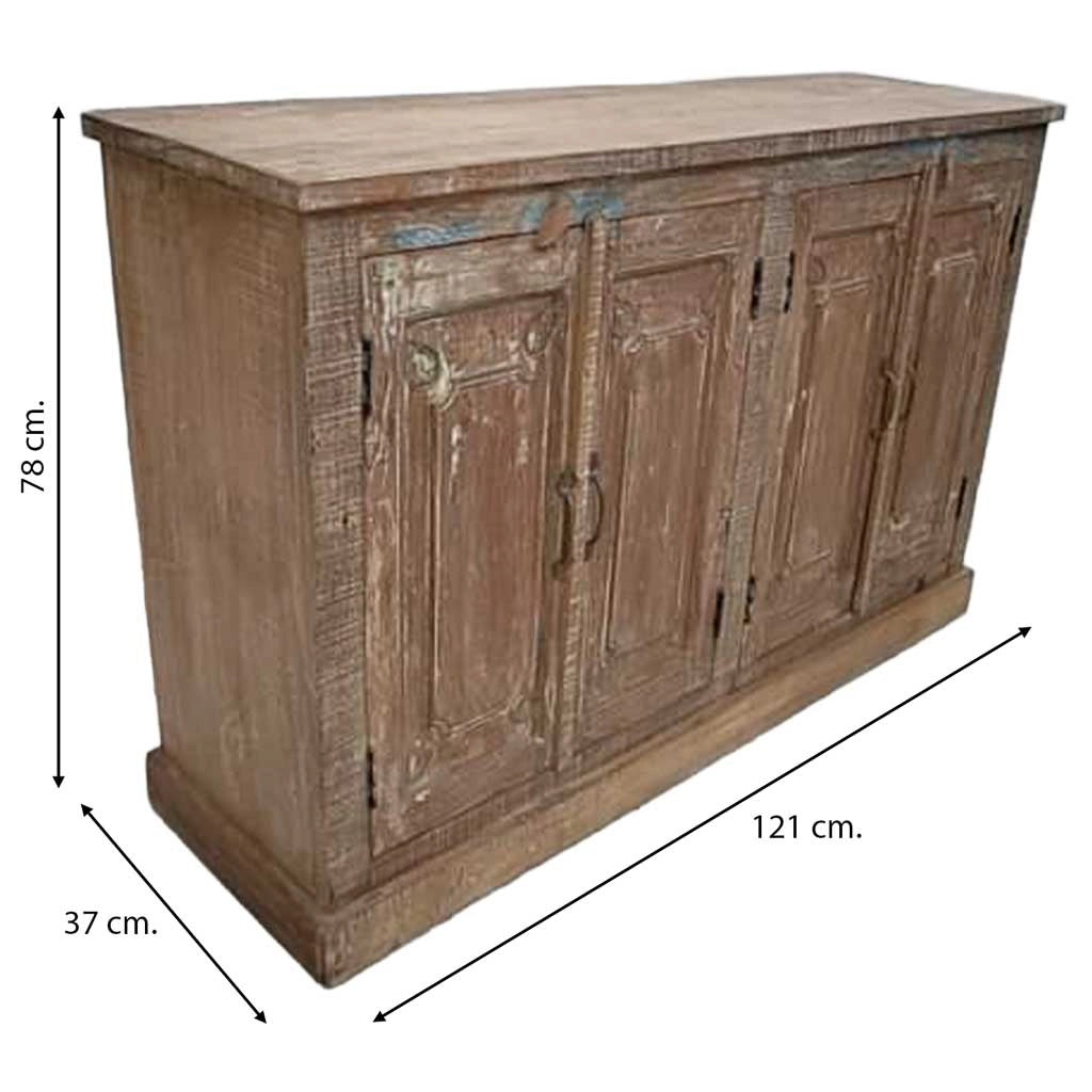Credenziale in legno artigianale 121x37x78h cm