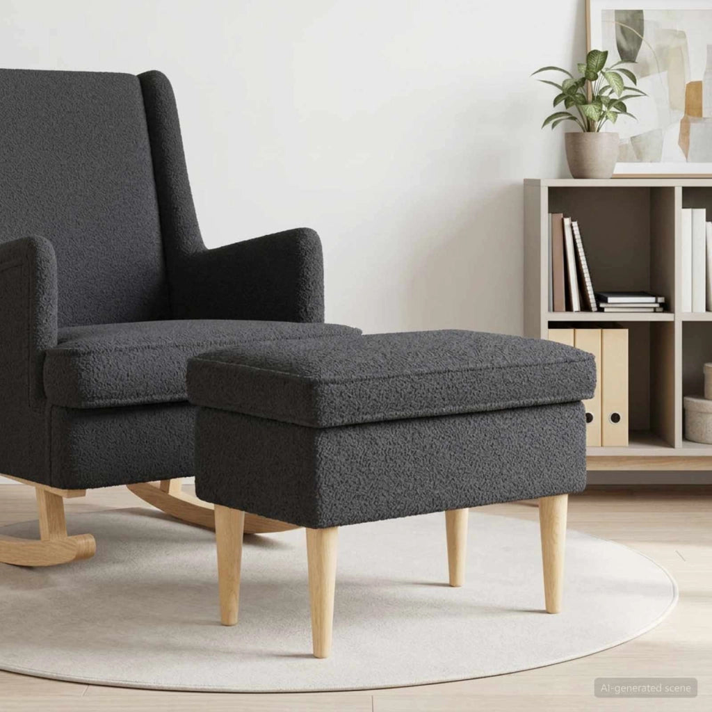 Poggiapiedi Grigio Scuro 55 x 35 x 41 cm Bouclé 42030005