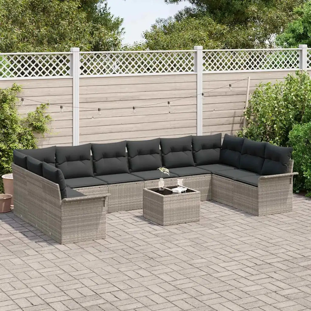 Set Divano da Giardino con cuscino 11 pcs Grigio Poly Rattan 3354221