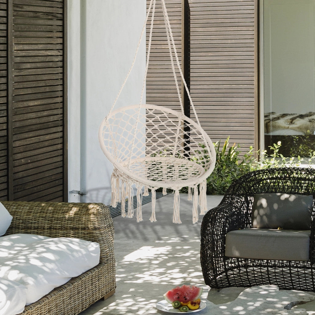 Poltrona a dondolo sospesa ¨C zephmum ¨C beige in cotone e poliestere ?80x42H