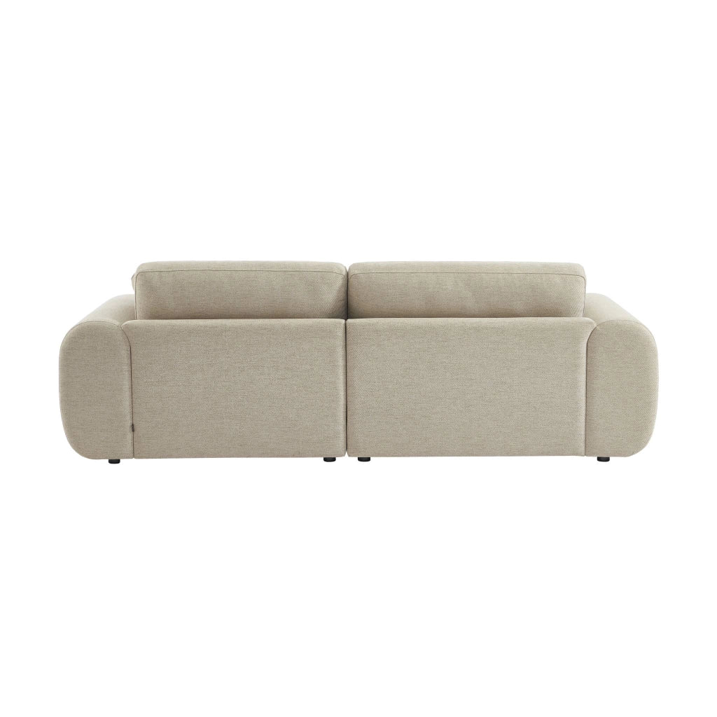 Divano angolare destro in tessuto con piedi tondi, 3 posti, beige