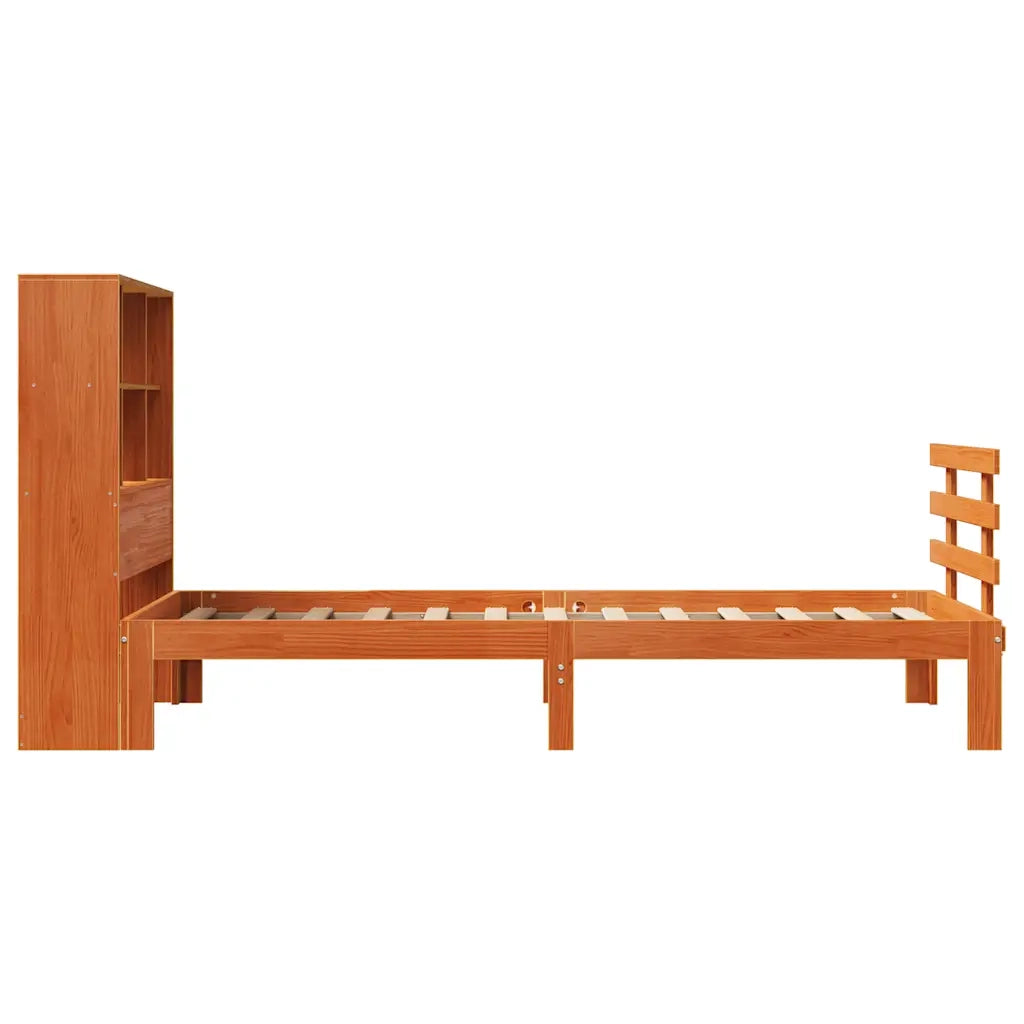 Letto Libreria senza Materasso Marrone Cera 75x190 cm in Pino 3322767