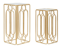 Set 2 Tavolini Arty Quadrato 34x34x70-29x29x60 cm in Ferro