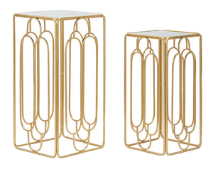 Set 2 Tavolini Arty Quadrato 34x34x70-29x29x60 cm in Ferro