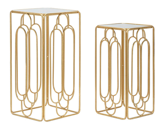 Set 2 Tavolini Arty Quadrato 34x34x70-29x29x60 cm in Ferro