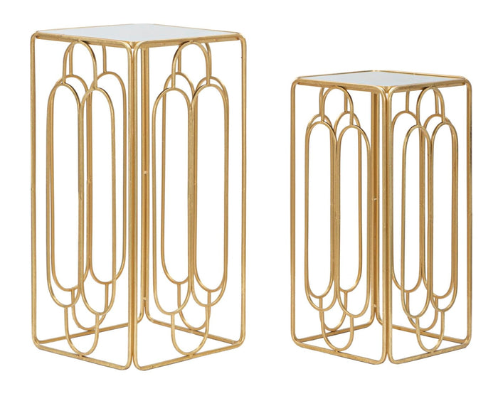 Set 2 Tavolini Arty Quadrato 34x34x70-29x29x60 cm in Ferro