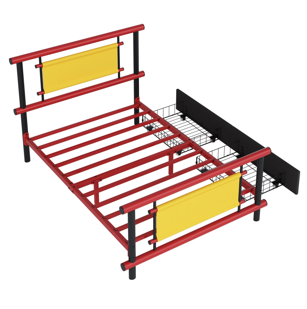 Letto per bambini 90x200 cm con cassetti in metallo