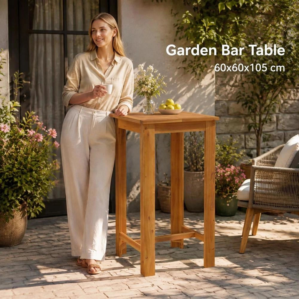 Garden Bar Table 60x60x105 Cm Solid Acacia Wood
