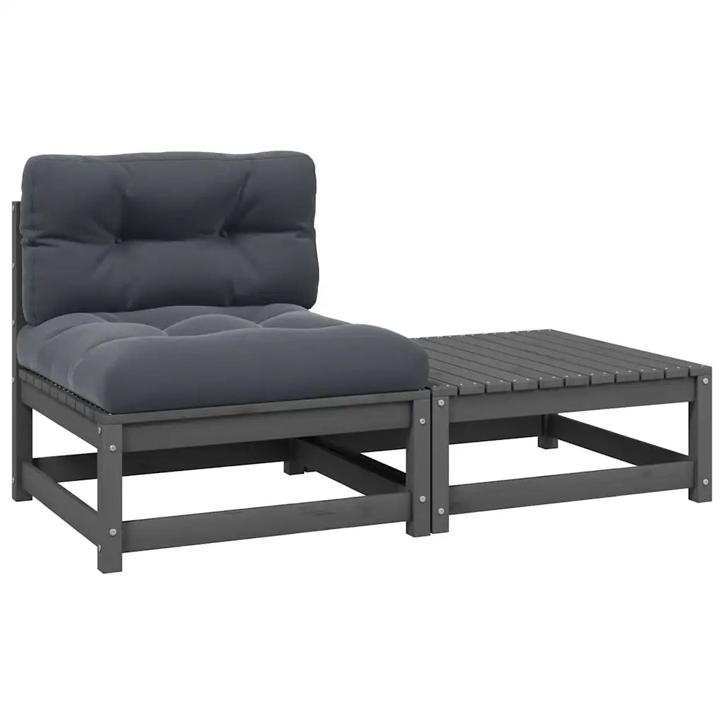 Set Divani da Giardino 2 pz con Cuscini Grigio Massello di Pinocod mxl 96018