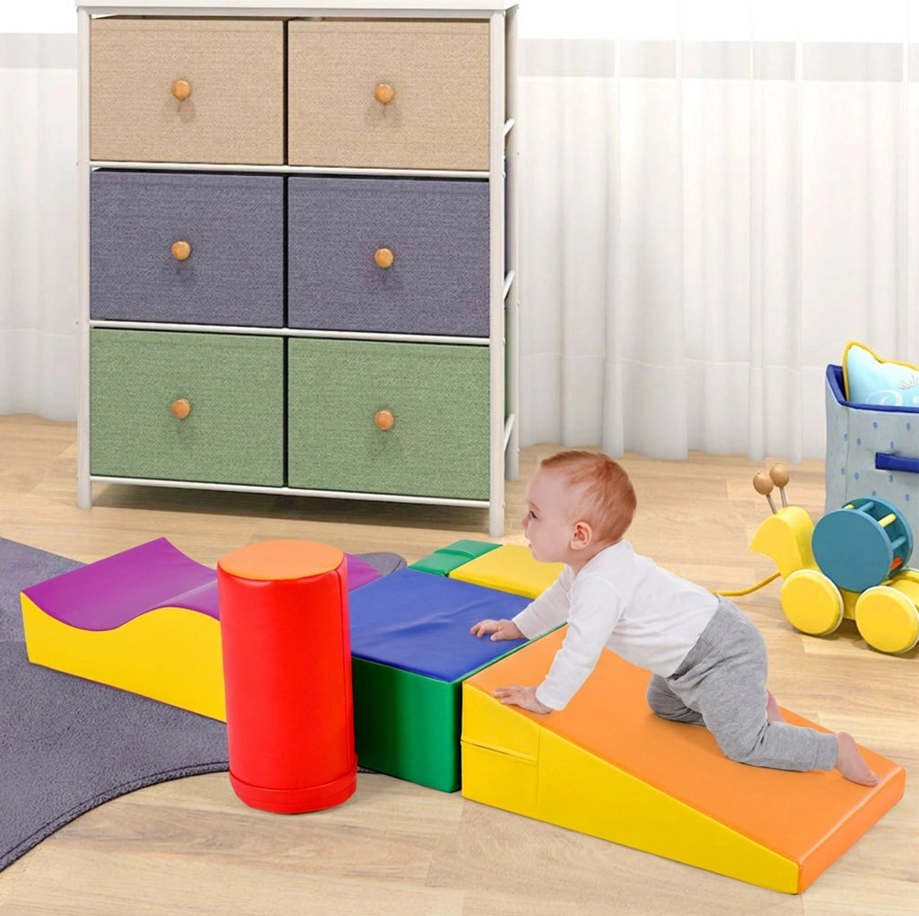 Blocchi morbidi per bambini 65.5x65.0x43.5 cm multifunzione in PU giallo