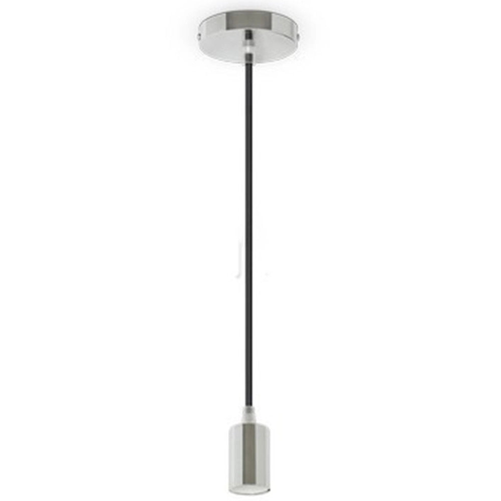 Trade Shop - Pendente In Acciaio Nero A Soffitto Cromato Portalampada Lampada Moderno Design -
