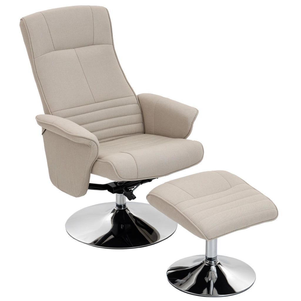 Poltrona relax reclinabile girevole 360¡ã con poggiapiedi ¨C Minimal ¨C beige tessuto