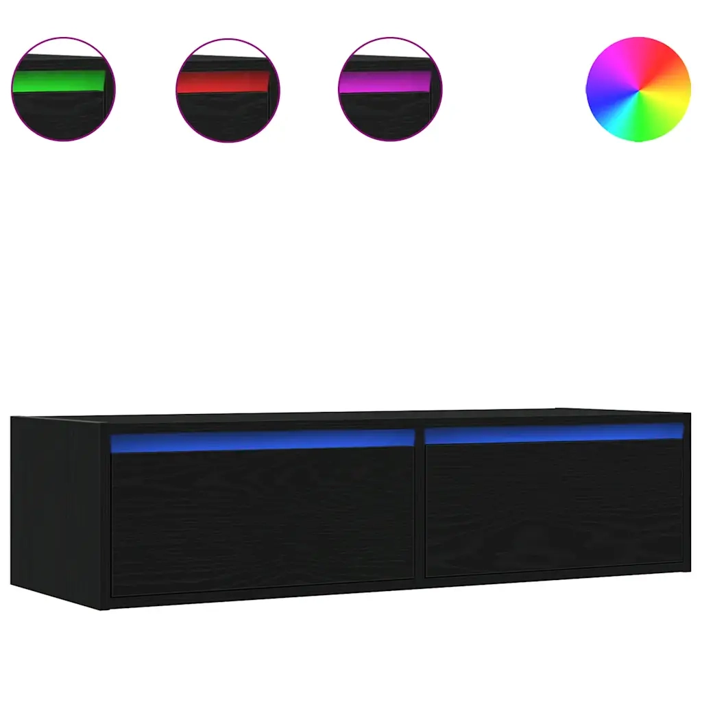 Mobile Porta TV con Luci LED Rovere Nero 100X35,5x25 cm 860239