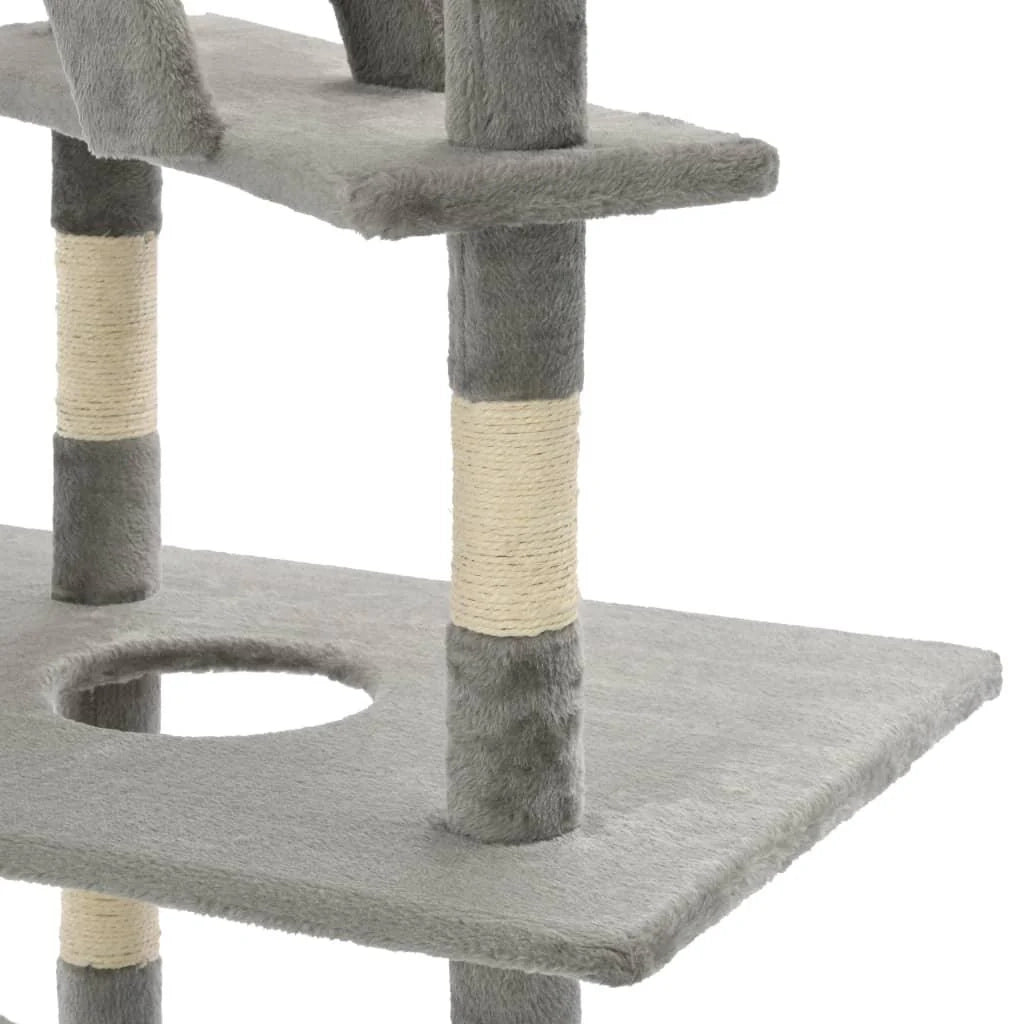 Tiragraffi albero per gatti cuccia per gatti giocattolo peluche sisal 230-260 cm grigio 3702211