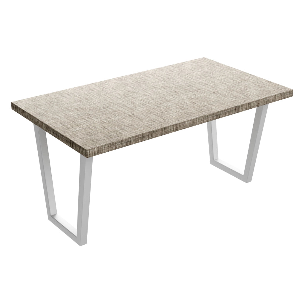 Tavolo da pranzo in legno e metallo con piedi trapezoid bianchi 220x100 cm Grigio Testurizzato