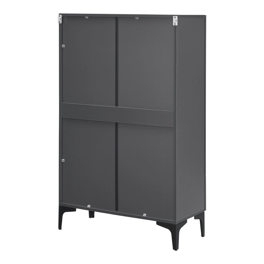 Armadio a Vetrata Søndersø Credenza con Vetrina 115 x 70 x 31 cm Grigio Scuro [en.casa]