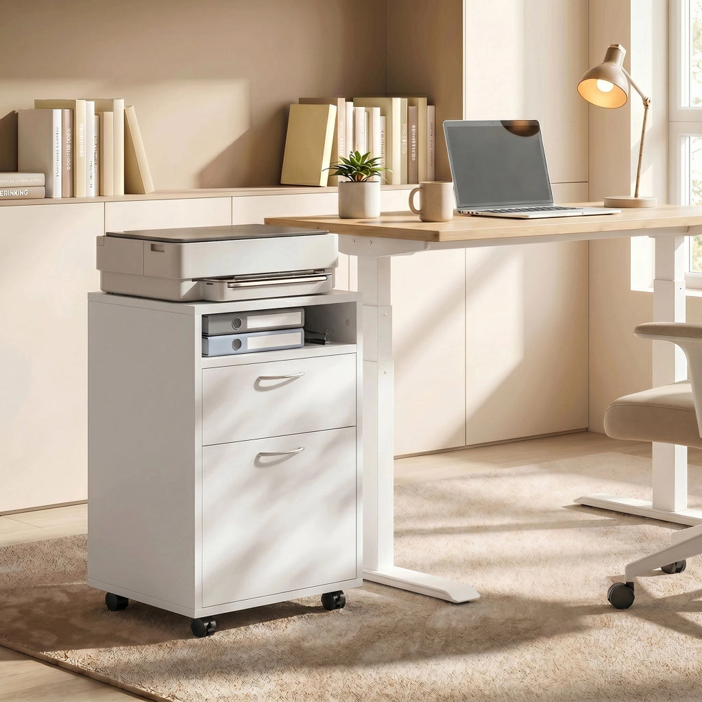 Cassettiera da Ufficio con Ruote ¨C Zephmum ¨C Bianco 40x35x60 cm