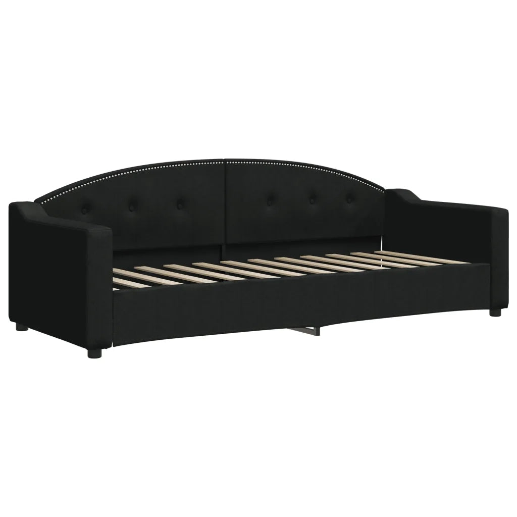 Divano Letto Estraibile con Materassi Nero 80x200 cm Tessuto