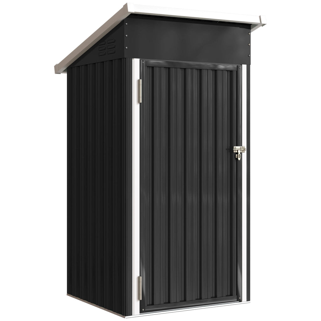 Casetta da Giardino 107,5x91x185 cm con Prese d'Aria e Porta Bloccabile in Acciaio Grigio Scuro