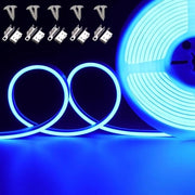 Strisce LED azzurro neon 24V 5m IP67 impermeabili - Profilo laterale regolabile - Illuminazione decorativa LED 168 LED/m 2835 SMD Flessibili