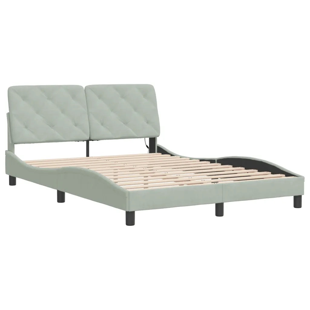 Giroletto con LED senza Materasso-Struttura Letto Grigio Chiaro 120x200 cm in Velluto