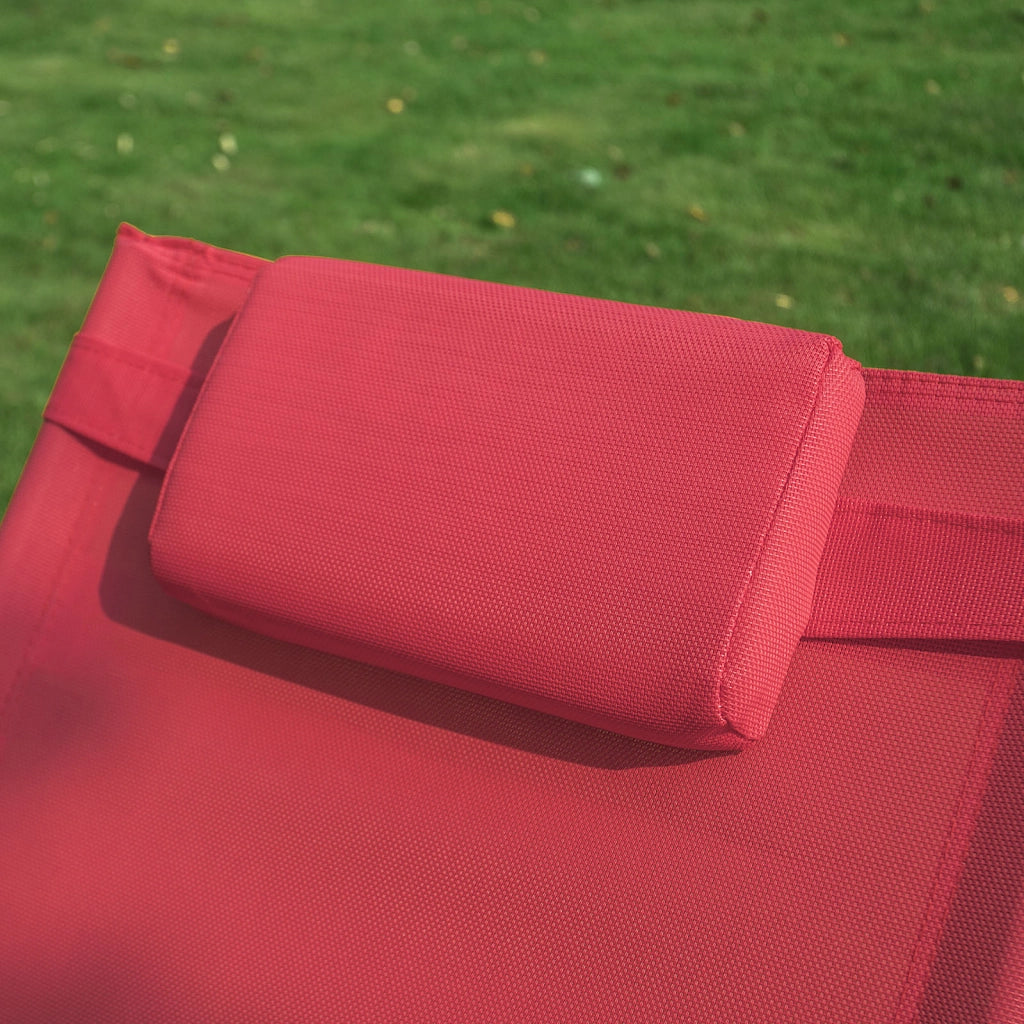 SoBuy Lettino Sdraio da Giardino a Dondolo - Sedia a Dondolo da Esterno in Textilene Rosso con Telaio in Metallo, 150x63x87cm, Lettino Prendisole per Terrazza, Piscina, Patio, OGS28-R