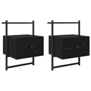 Set di 2 Comodini | Armadio da Notte | Mobiletto da notte con cassetto Rovere Nero 35 x 30 x 51 cm
