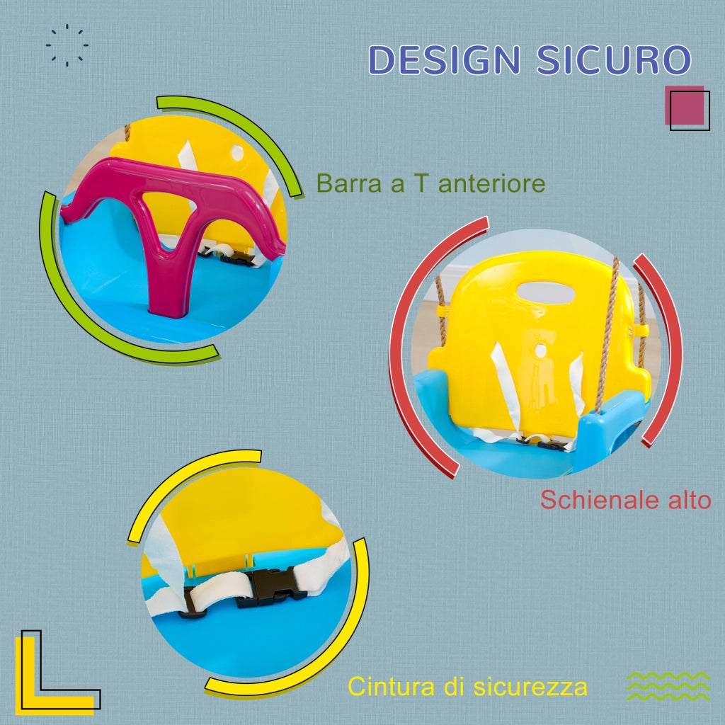 Altalena per Bambini 3 in 1 ¨C Zephmum ¨C Blu con Cintura di Sicurezza